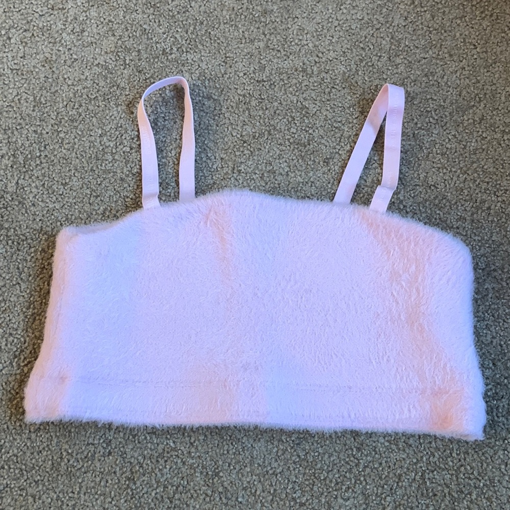Whitney Simmons x Gymshark Petal Pink Eyelash Bandeau Bra - Picture 1 of 4